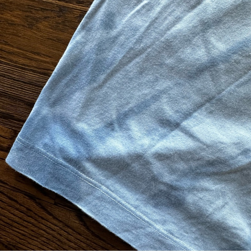Michael Stars Blue Tie Dye Cotton T-Shirt Dress | Light Blue V-Neck Tee - Picture 2 of 13